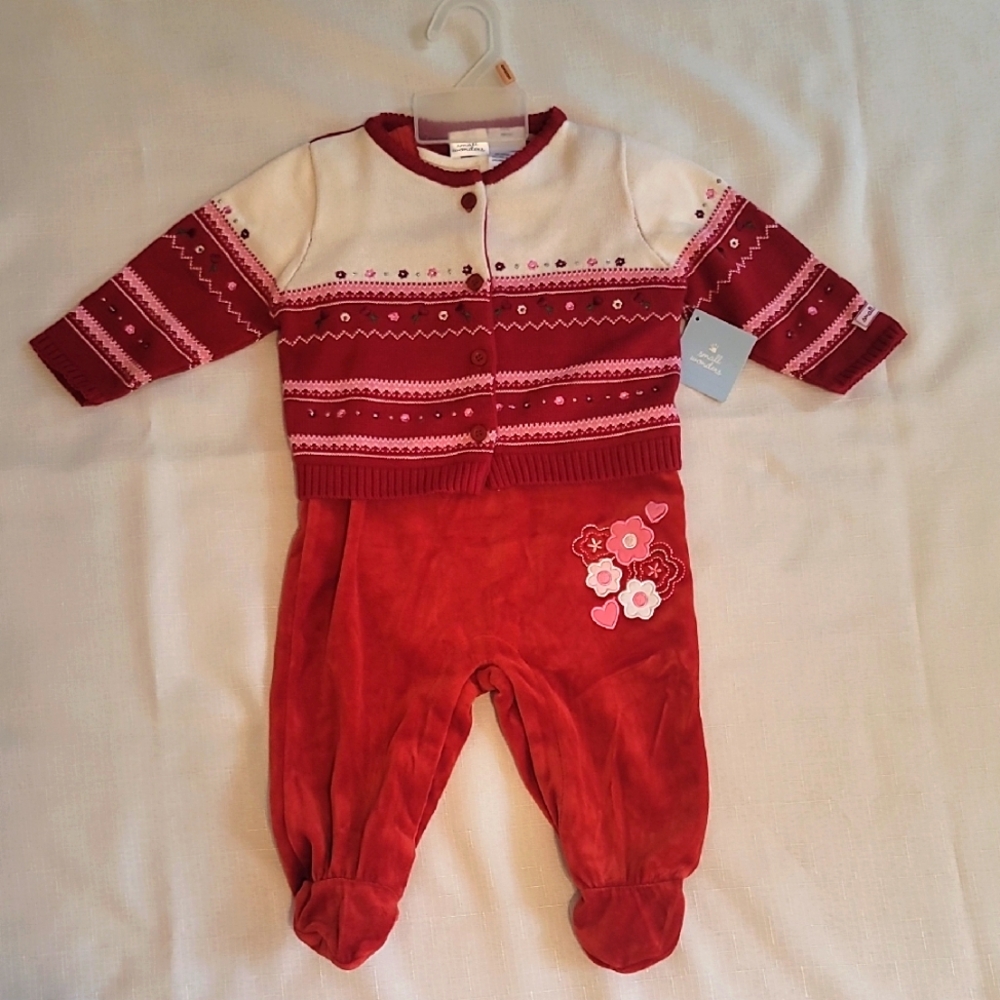 NWT 3-PC SET Newborn Girls in Red and White, Size: 6/9 mos.